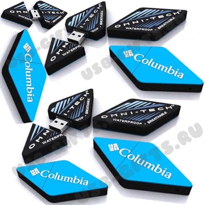 Usb flash накопители по индивидуальному дизайну «Columbia» пвх флэшки с логотипом