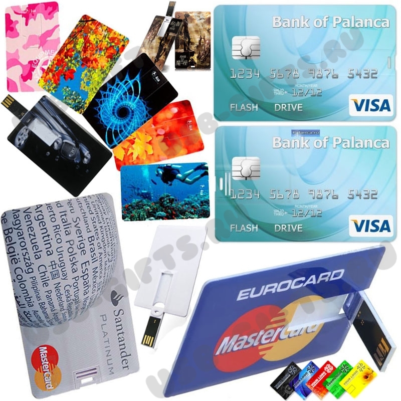 Флешки кредитки с полноцветной печатью usb флэш карты визитки с логотипом 