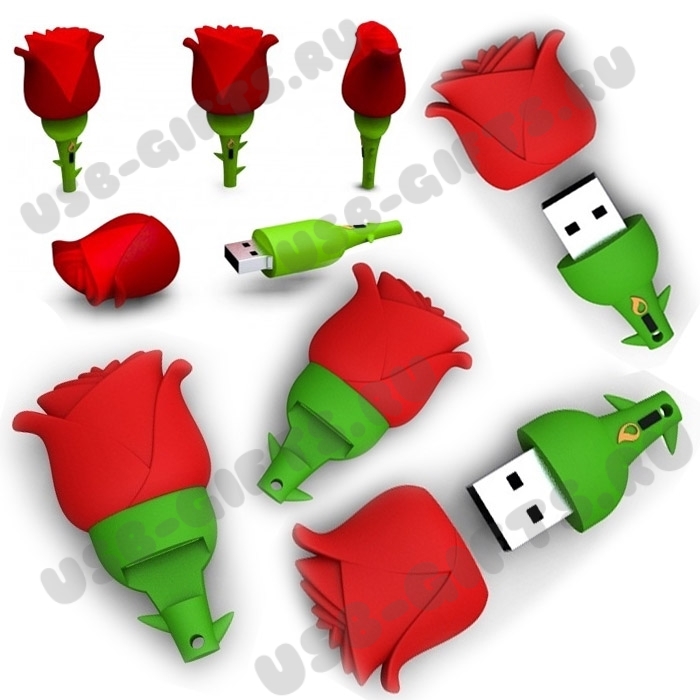 Флешки «Цветок роза» подарочные usb flash карты под нанесение логотипа