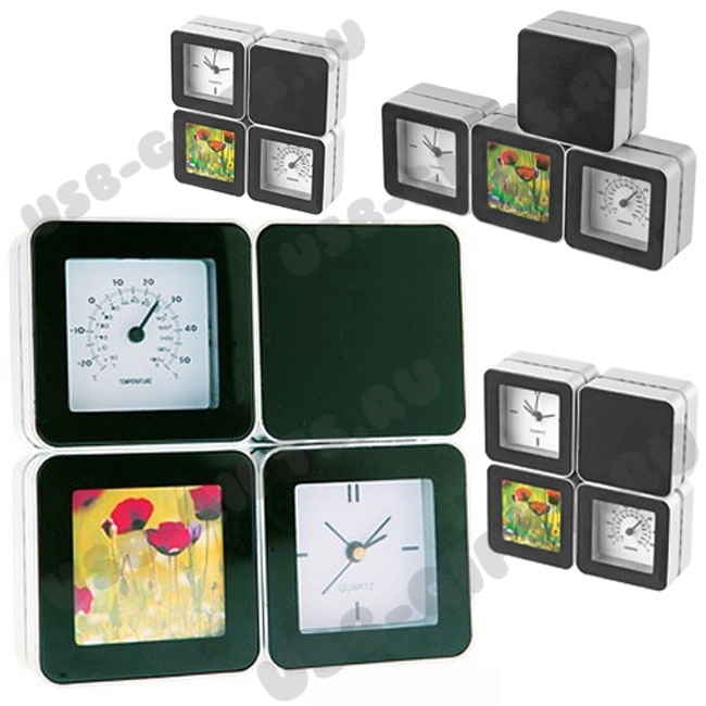 Часы настольные трансформирующие с термометром и фоторамкой с логотипом продажа оптом