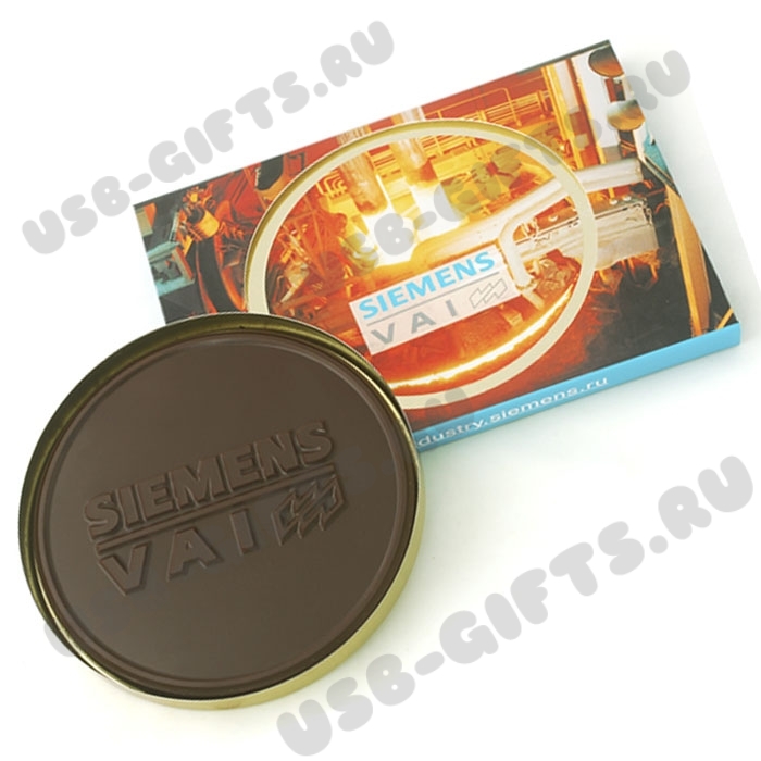 Шоколадная открытка медаль с логотипом в подарочной упаковке цена