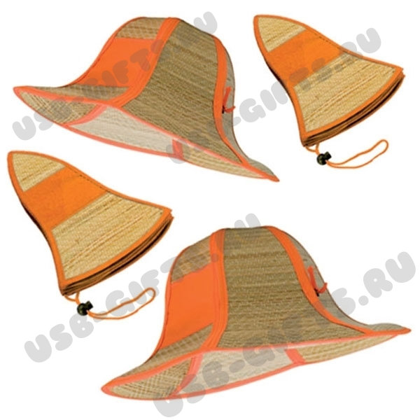 Соломенные шляпы оранжевые под нанесение логотипа оптом дешевые промо шляпки из соломы с логотипами
