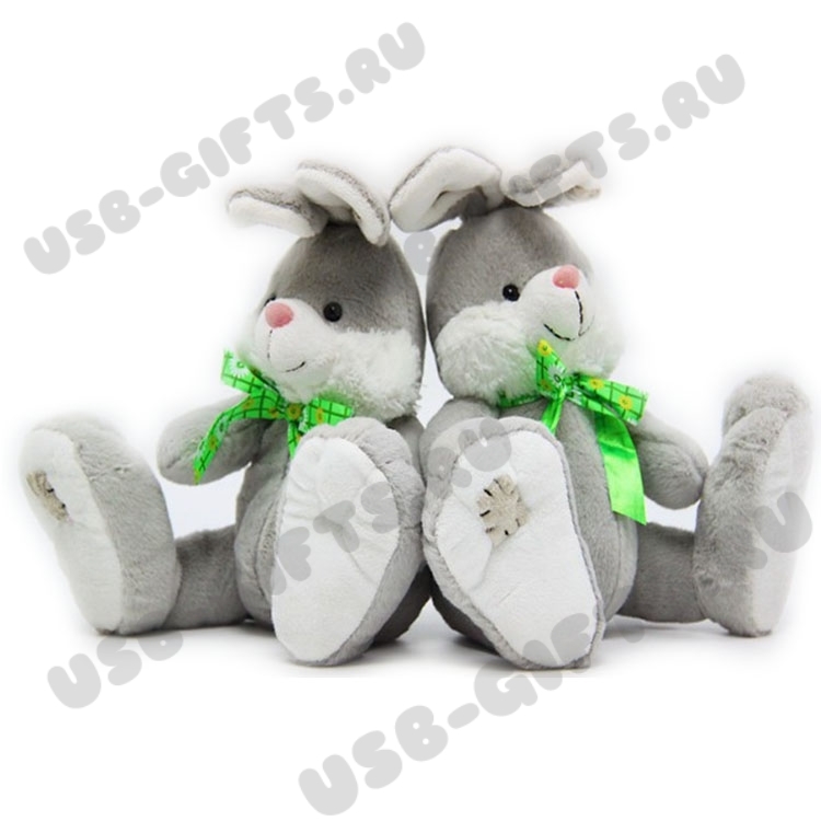 Мягкие игрушки «Кролик-заяц» с нанесением логотипа оптом со склада