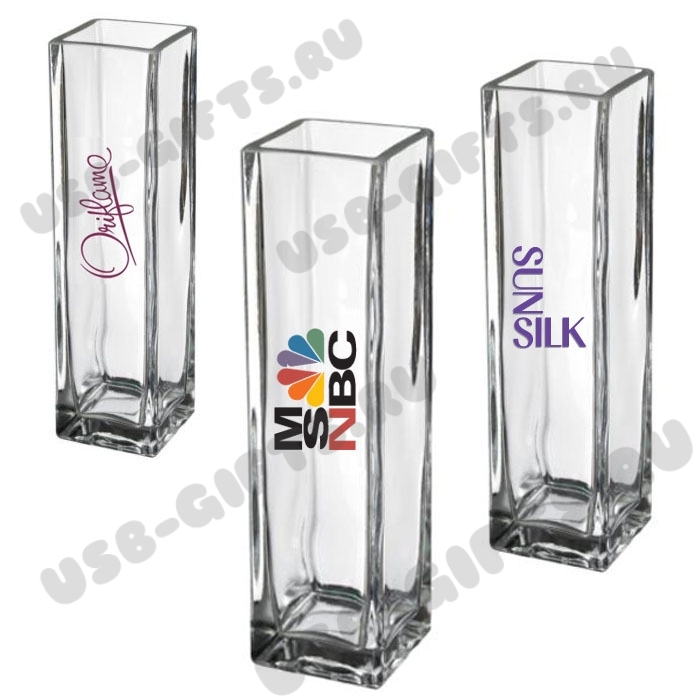 Стеклянные прямоугольные вазы с логотипом оптом ваза стеклянная корпоративная цены