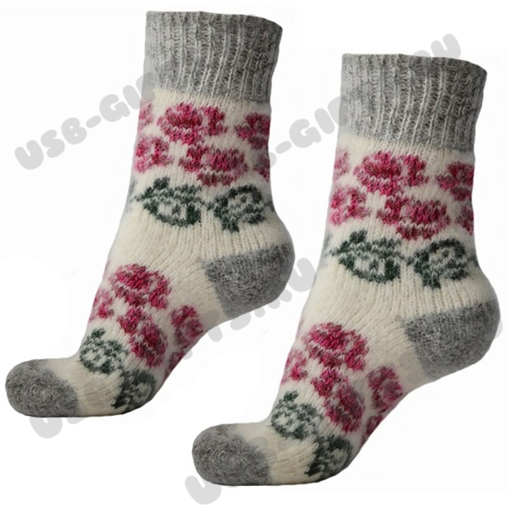 Шерстяные носки вязаные с жаккардовым логотипом оптом прайс-лист цен