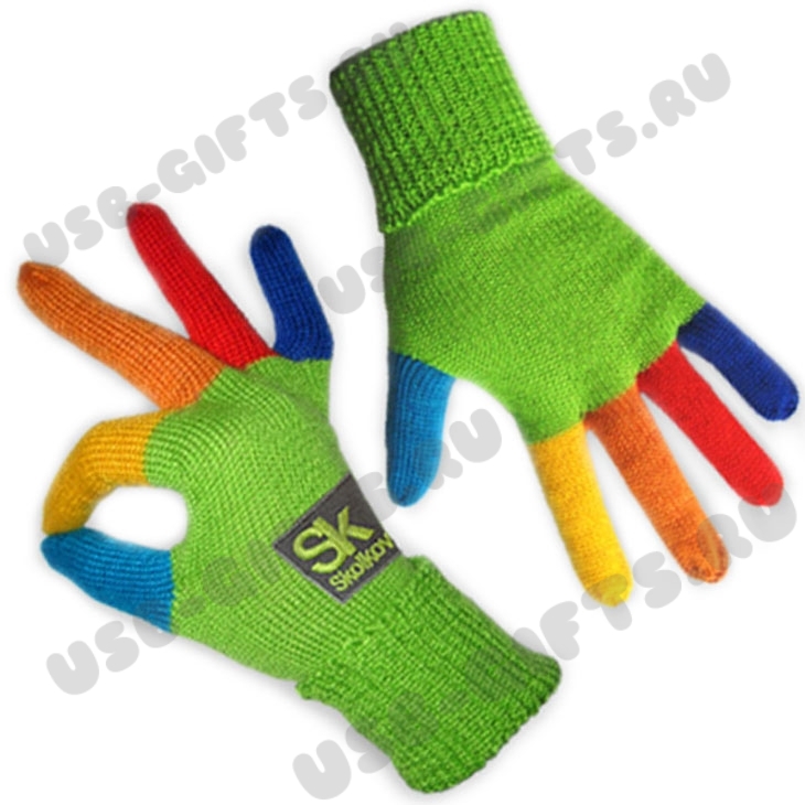 Перчатки вязаные полушерстяные с логотипом оптом купить недорогие промо-перчатки прайс-лист склад