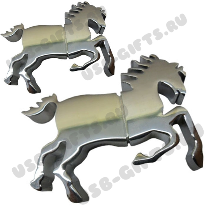 Флэшки металл «Лошадка Мустанг» под логотип оптом продажа новогодняя флешка цены