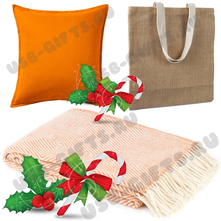 Подарочный набор: плед, подушка, сумка с нанесением логотипа