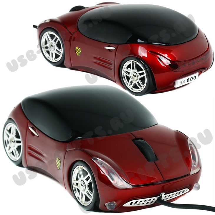 Мышь «Машинка» красная мыши машина под нанесение логотипа мышки Автомобиль с логотипом оптом