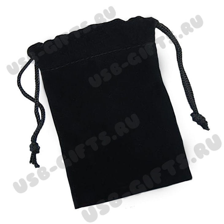 Черные бархатные мешочки для флешек с логотипом оптом