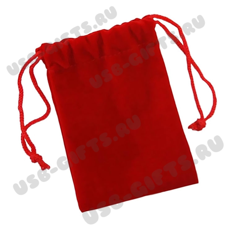 Красные бархатные мешочки для флешек с логотипом оптом