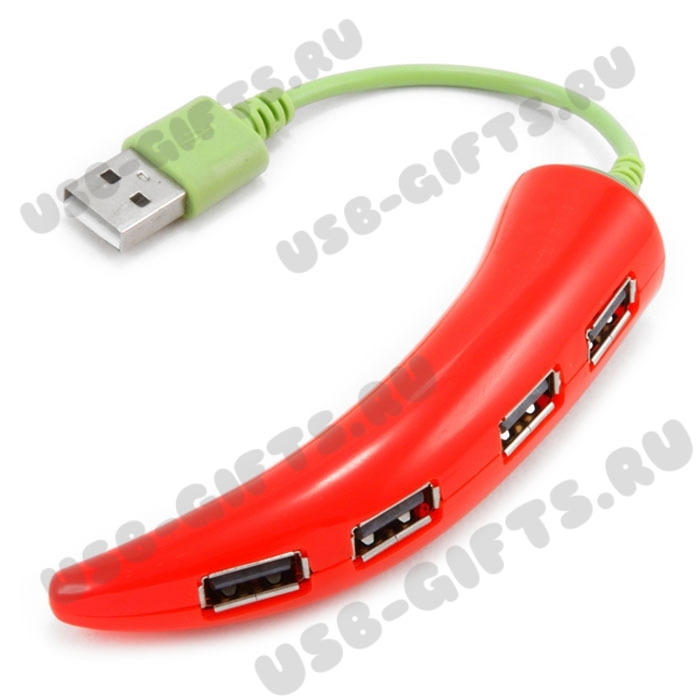 Хаб  4 порта USB 2.0 «Красный перец» hub под нанесение логотипов и символики