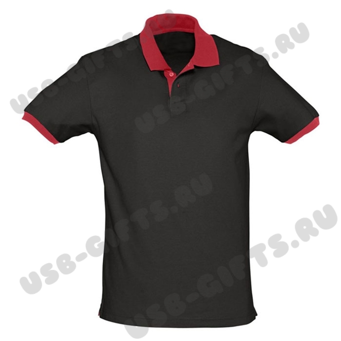 Рубашки поло под логотип оптом со склада, черно-красные