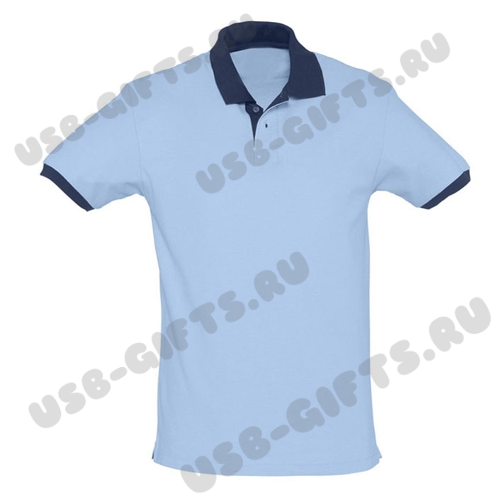 Рубашки поло под нанесение логотипов оптом, голубые с синим