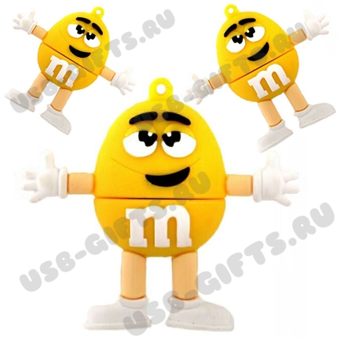 Желтая флешка «M&Mдэмс» сладкая usb-флэш-карты с нанесением логотипа оптом