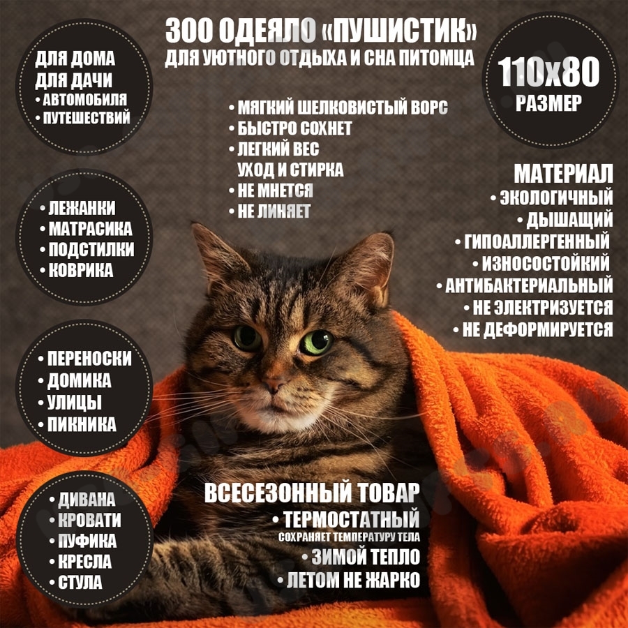 Одеяло для животных оптом ЗОО текстиль для собак и кошек 110х80 от производителя