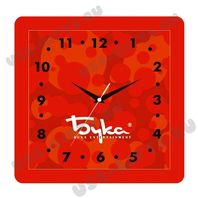 Часы настенные с логотипом оптом часы квадратные с полноцветной печатью на циферблате