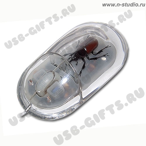 Мышь оптическая с фигуркой насекомого под корпусом с подсветкой с логотипом оптом