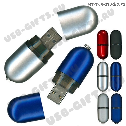 Синие флешки серебро под логотип USB Flash Drive promo