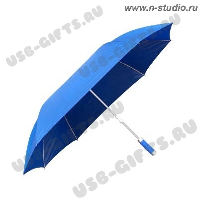 Голубые большие зонты с логотипом