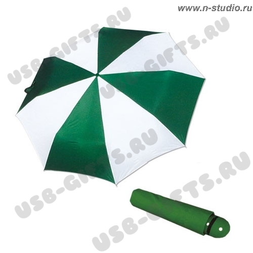 Зонт складной зелено-белый