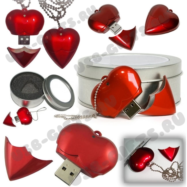 Подарочные флешки «Сердце» под нанесение логотипа цены оптом