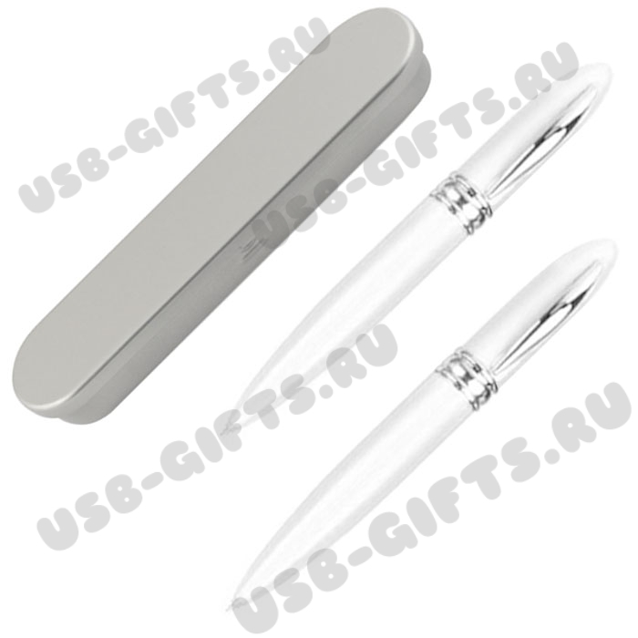 Белые ручки флешки в упаковке usb flash pens под тампопечать