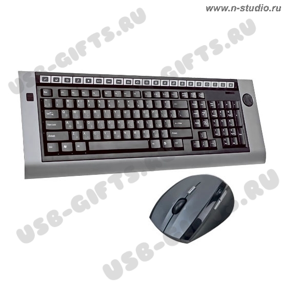 Беспроводной мультимед-й слим набор клавиатура мышь под логотип оптом