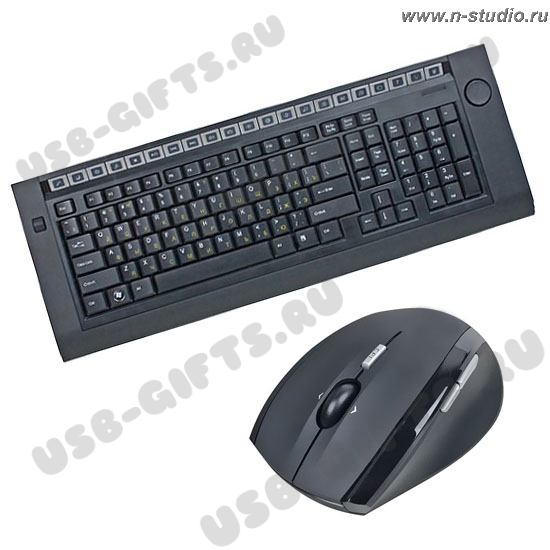 Беспроводной набор мультимедийный: клавиатура и мини мышь с логотипом оптом
