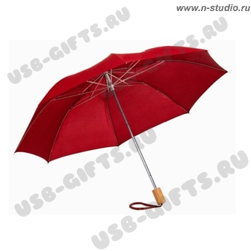 Зонты складные красные в 2 сложения с логотипом 