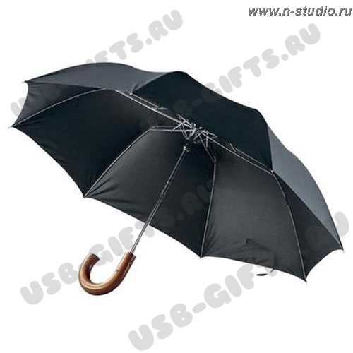 Зонт складной в 2 сложения черный под фирменную символику