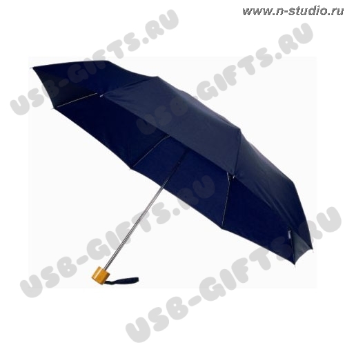 Зонт складной в 3 сложения темно-синий подарочный