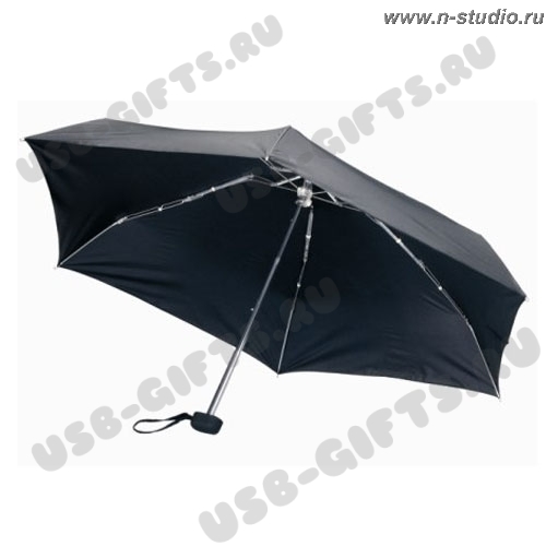 Зонты складные в 4 сложения черный под нанесение логотипа