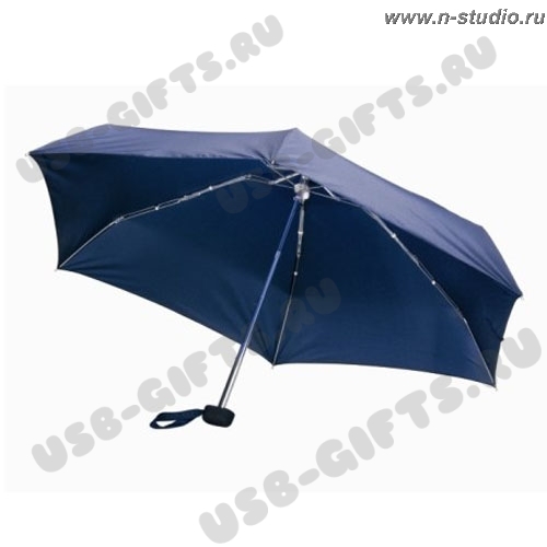 Зонт складной в 4 сложения синий с нанесением логотипа