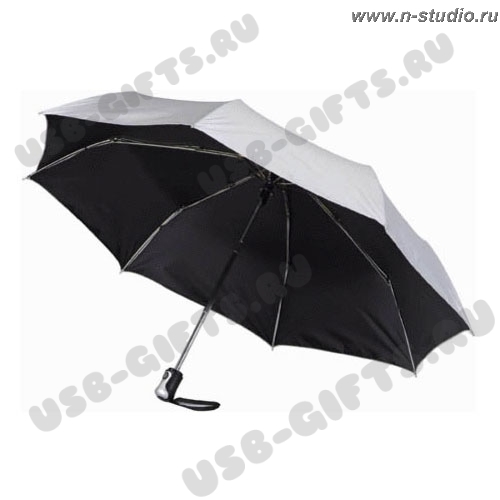 Зонт автоматический складной серебристо-черный под логотип