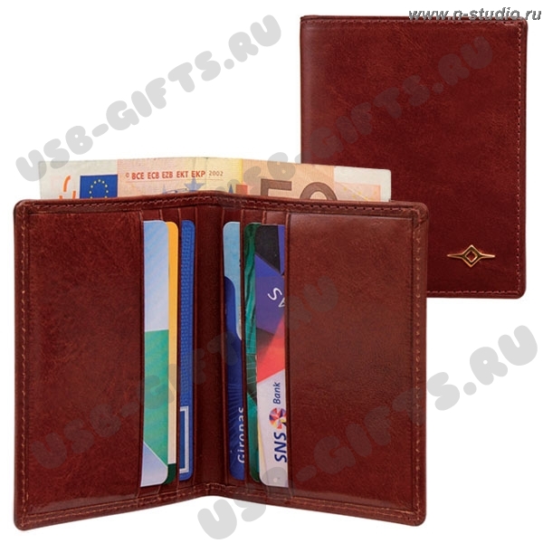 Коричневый бумажник кожа для кредитных карт под фирменную символику