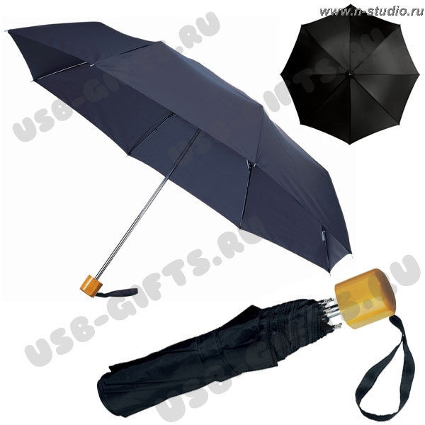 Зонт складной с деревянной ручкой в 3 сложения
