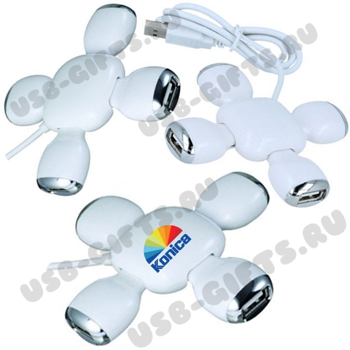 Белые USB Хабы 4 порта usb разветвитель USB с логотипом