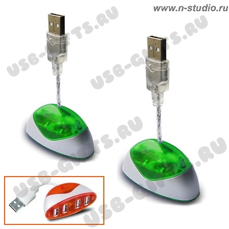 ХАБ USB зеленый HUB 4 порта под нанесение логотипа