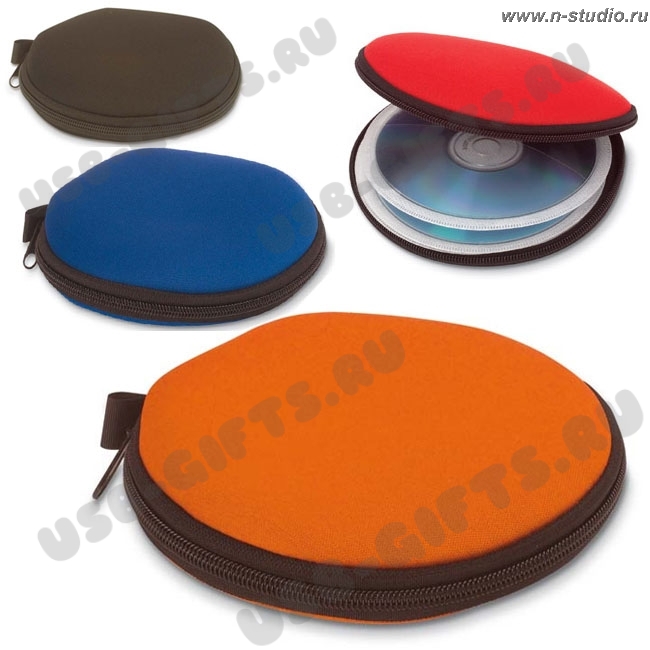 Оранжевый футляр для CD дисков текстиль 
