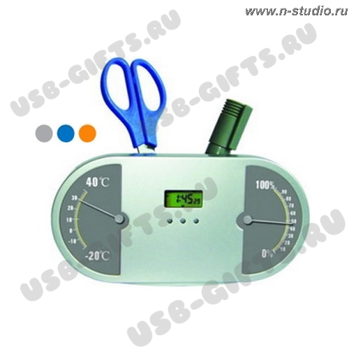 Настольные часы подставкой для авторучек с термометром гигрометром