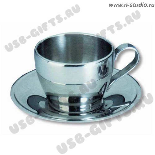 Чайная пара металл чашка с блюдцем термо