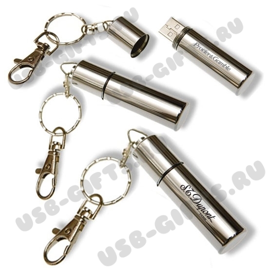 Флешки брелоки usb flash drive цилиндр металл флэш серебро