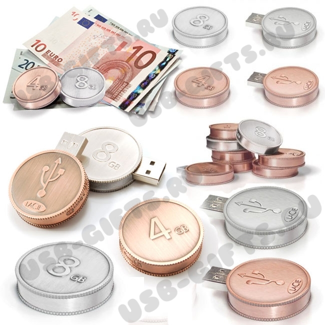 Флешка «Монета» металлические usb накопители в виде монет
