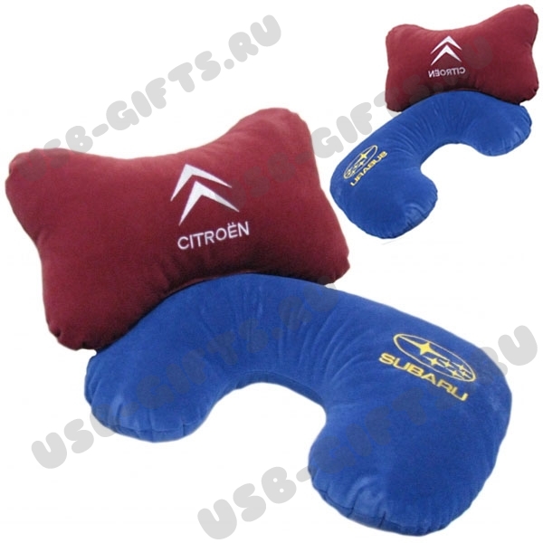 Подушка «Комфорт» под логотип красные подушки синие
