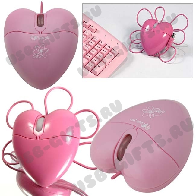 Мышь компьютерная «Сердце»  оптическая USB 800 dpi мыши Сердечко под логотип