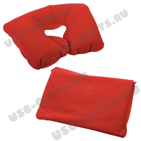 Подушка красная надувная в чехле под голову