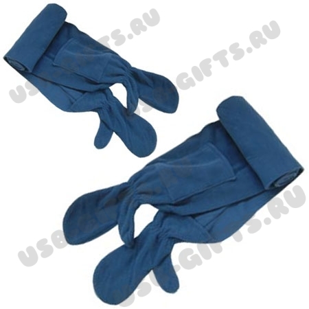 Набор синий шарф с варежками под логотип