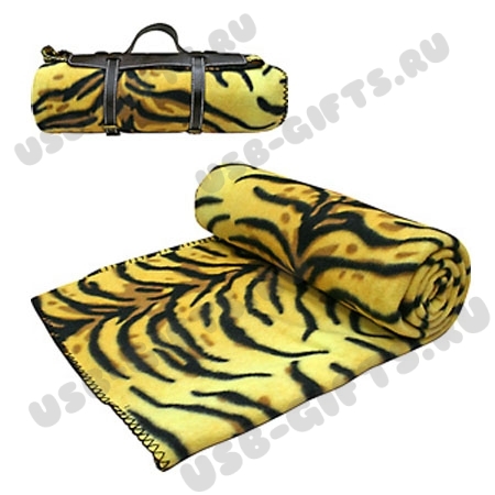 Пледы тигровые флисовые под логотип, вышивка, шеврон