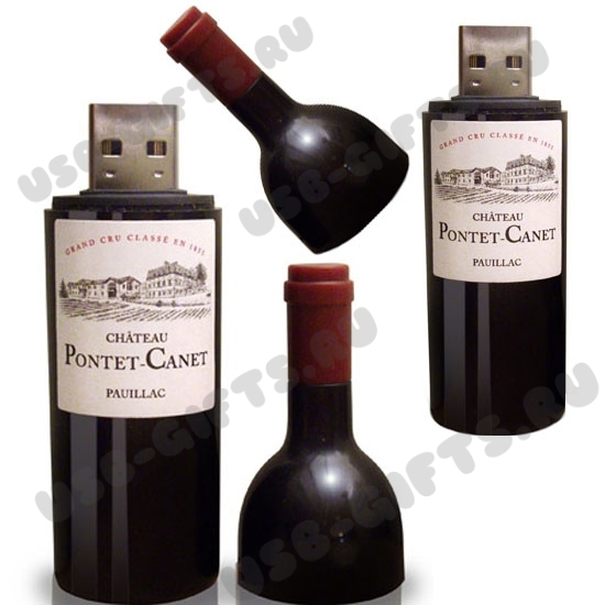 Флешка «Бутылка вина» оптом необычные флешки вино с логотипом